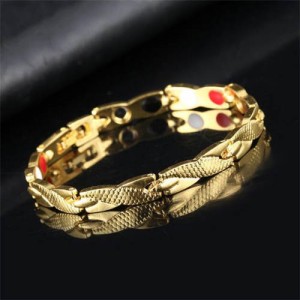 Dragon Skin Design Cool Fashion Alloy Wholesale Men's Bracelet - Golden