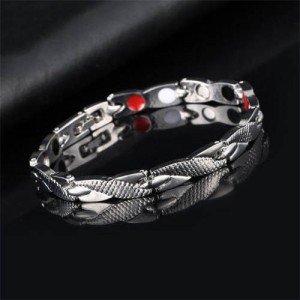 Dragon Skin Design Cool Fashion Alloy Wholesale Men's Bracelet - Silver