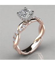 18K Gold Plated Princess Fashion Square Cubic Zirconia Inlaid Wholesale Engagement Ring - Rose Gold