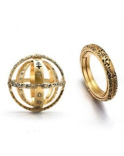 Astronomical Ball Vintage Design Transformational Rotation Wholesale Ring - Golden