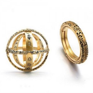 Astronomical Ball Vintage Design Transformational Rotation Wholesale Ring - Golden