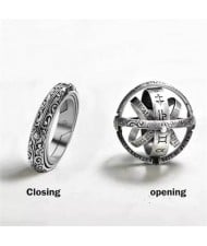 Astronomical Ball Vintage Design Transformational Rotation Wholesale Ring - Silver