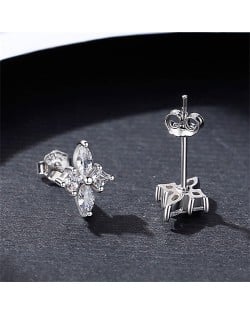 Cross Flower Shape Cubic Zirconia Wedding Jewelry  Fahion Wholesale 925 Sterling Silver Earrings - Silver