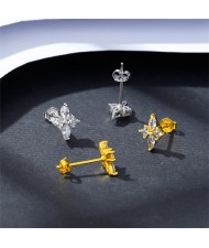 Cross Flower Shape Cubic Zirconia Wedding Jewelry  Fahion Wholesale 925 Sterling Silver Earrings - Silver