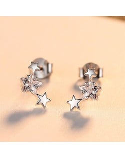 Fashion Mini Stars Design Cubic Zirconia Jewelry Wholesale 925 Sterling Silver Earrings - Silver