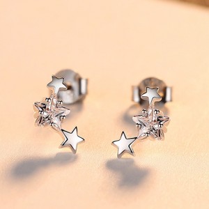 Fashion Mini Stars Design Cubic Zirconia Jewelry Wholesale 925 Sterling Silver Earrings - Silver
