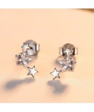 Fashion Mini Stars Design Cubic Zirconia Jewelry Wholesale 925 Sterling Silver Earrings - Silver