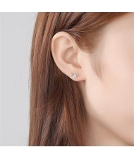 Fashion Mini Stars Design Cubic Zirconia Jewelry Wholesale 925 Sterling Silver Earrings - Silver