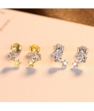 Fashion Mini Stars Design Cubic Zirconia Jewelry Wholesale 925 Sterling Silver Earrings - Golden