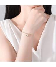 Peach Heart Pendant Thick Chain Design Wholesale Fashion Women 925 Sterling Silver Bracelet