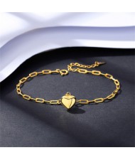 Peach Heart Pendant Thick Chain Design Wholesale Fashion Women 925 Sterling Silver Bracelet