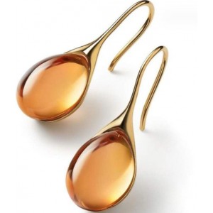Graceful Waterdrop Shape Opal Wholesale Women Fashionable Stud Earrings - Yellow