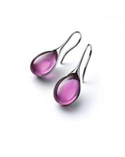 Graceful Waterdrop Shape Opal Wholesale Women Fashionable Stud Earrings - Purple