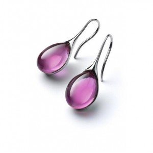 Graceful Waterdrop Shape Opal Wholesale Women Fashionable Stud Earrings - Purple