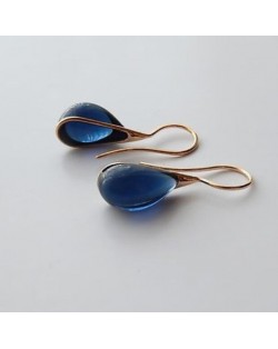 Graceful Waterdrop Shape Opal Wholesale Women Fashionable Stud Earrings - Blue