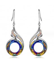 Dazzling Crystal Peacock Gradient Geometric Wholesale Women Fashion Earrings - Purple