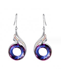 Dazzling Crystal Peacock Gradient Geometric Wholesale Women Fashion Earrings - Blue