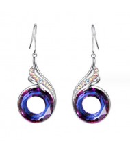 Dazzling Crystal Peacock Gradient Geometric Wholesale Women Fashion Earrings - Blue