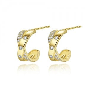 Bling Cubic Zirconia Jewelry X Shape Design Wholesale 925 Sterling Silver Earrings