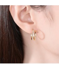 Exquisite French style Cubic Zirconia Jewelry C Shape Wholesale 925 Sterling Silver Earrings