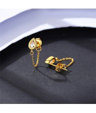 Fine Jewelry Water Drop Cubic Zirconia Chain Design Wholesale 925 Sterling Silver Earrings
