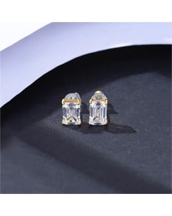 Simple Design Rectangle Cubic Zirconia Wholesale 925 Sterling Silver Ear Studs