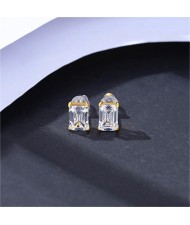 Simple Design Rectangle Cubic Zirconia Wholesale 925 Sterling Silver Ear Studs