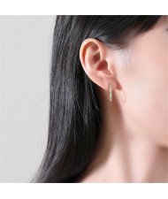 Office Style Fashion Cubic Zirconia J Shape Design Wholesale 925 Sterling Silver Earrings - Golden