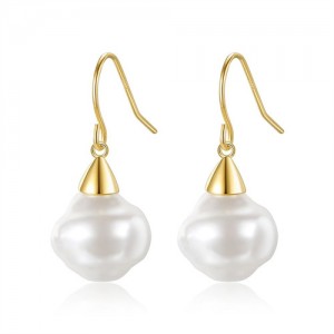 Irregular Pearl Pendant Fashion Wholesale 925 Sterling Silver Dangle Earrings