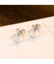 Mini Ear Studs Simple Peach Heart Fashion Wholesale 925 Sterling Silver Earrings - Silver