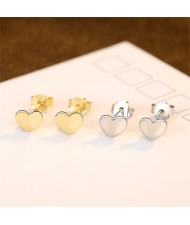 Mini Ear Studs Simple Peach Heart Fashion Wholesale 925 Sterling Silver Earrings - Silver