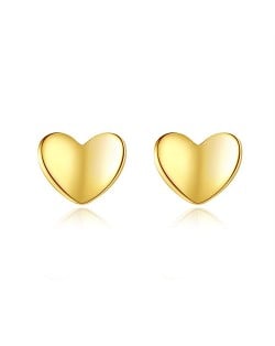 Mini Ear Studs Simple Peach Heart Fashion Wholesale 925 Sterling Silver Earrings - Golden