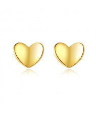 Mini Ear Studs Simple Peach Heart Fashion Wholesale 925 Sterling Silver Earrings - Golden