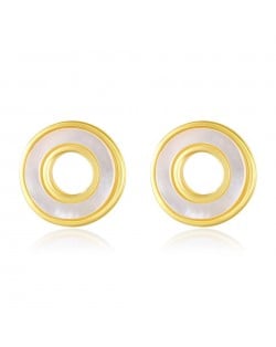 Mini Sweet Shell Circle Design Fine Jewelry Fashion Wholesale 925 Sterling Silver Ear Studs