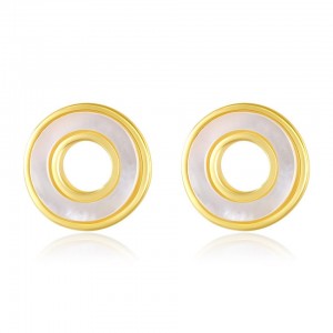 Mini Sweet Shell Circle Design Fine Jewelry Fashion Wholesale 925 Sterling Silver Ear Studs