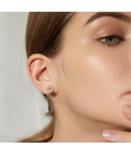 Mini Sweet Shell Circle Design Fine Jewelry Fashion Wholesale 925 Sterling Silver Ear Studs
