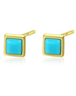 Mini Earrings Square Blue Wholesale Fashion 925 Sterling Silver Ear Studs