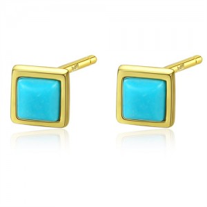 Mini Earrings Square Blue Wholesale Fashion 925 Sterling Silver Ear Studs