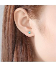 Mini Earrings Square Blue Wholesale Fashion 925 Sterling Silver Ear Studs