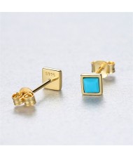 Mini Earrings Square Blue Wholesale Fashion 925 Sterling Silver Ear Studs