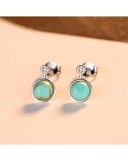 Radom Texture Blue Turquoise Vintage Wholesale Korean Fashion 925 Sterling Silver Earrings