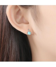 Radom Texture Blue Turquoise Vintage Wholesale Korean Fashion 925 Sterling Silver Earrings