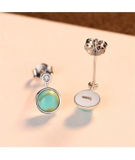 Radom Texture Blue Turquoise Vintage Wholesale Korean Fashion 925 Sterling Silver Earrings