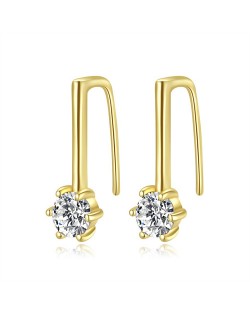 Business Seyle Six Claw Cubic Zirconia Simple Wholesale Fashion 925 Sterling Silver Earrings