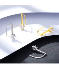 Business Seyle Six Claw Cubic Zirconia Simple Wholesale Fashion 925 Sterling Silver Earrings - Golden