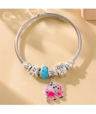 Pink Elephant Lucky Beads High Fashion Wholesale Friendship Bangle