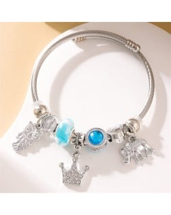 Crown and Animals Lucky Beads High Fashion Wholesale Friendship Bangle