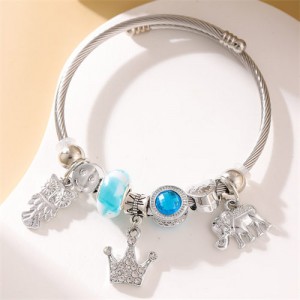 Crown and Animals Lucky Beads High Fashion Wholesale Friendship Bangle