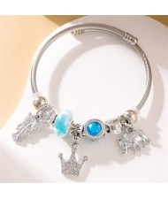 Crown and Animals Lucky Beads High Fashion Wholesale Friendship Bangle