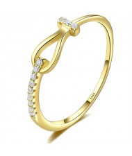 Exquisite Simple Design Shiny Cubic Zirconia 925 Sterling Silver Women Wedding Ring